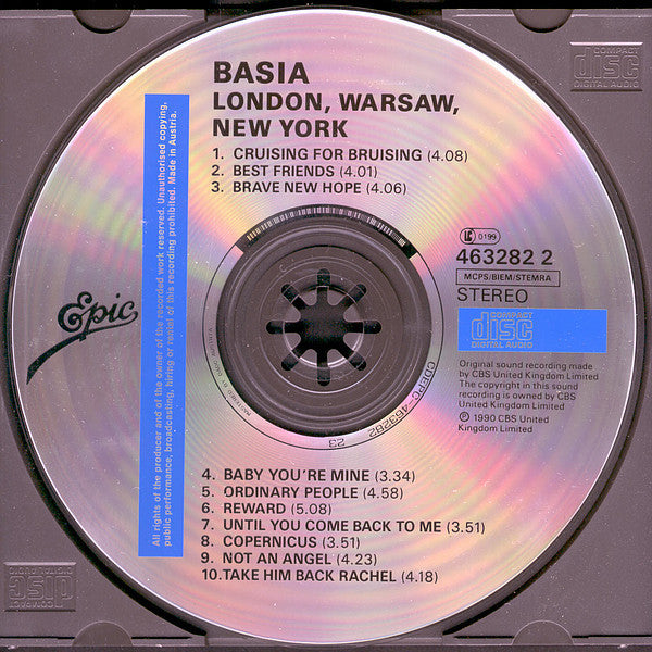 CD Basia ‎– London Warsaw New York - USADO