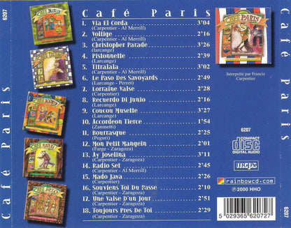 CD Francis Carpentier ‎– Cafe Paris - 16 Beautiful Accordion Melodies - NOVO
