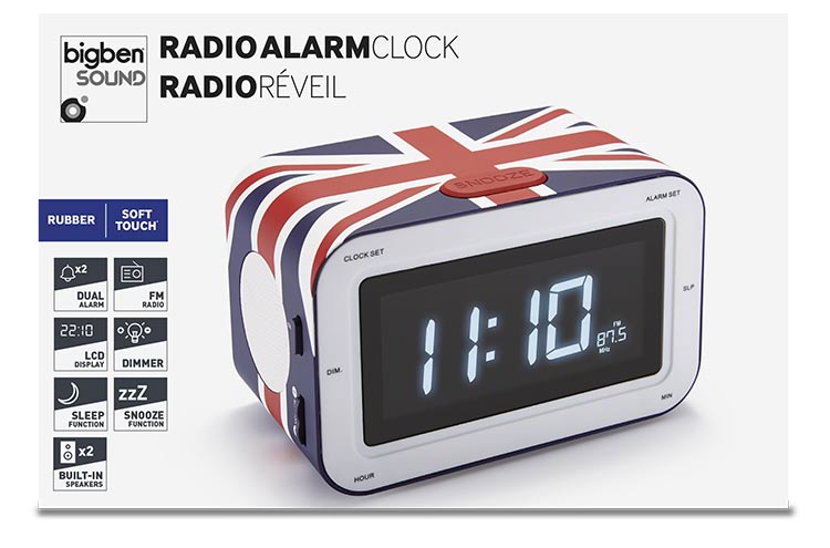 Radio com relógio e despertador BigBen UK Flag - USADO Grade B