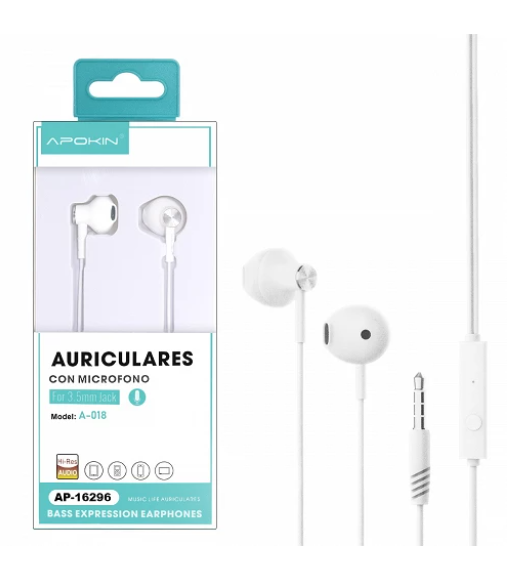 Auriculares com fio APOKIN AP-16296