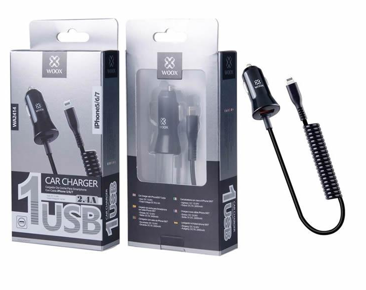 Carregador de isqueiro WOOX WA2414 Lightning + USB