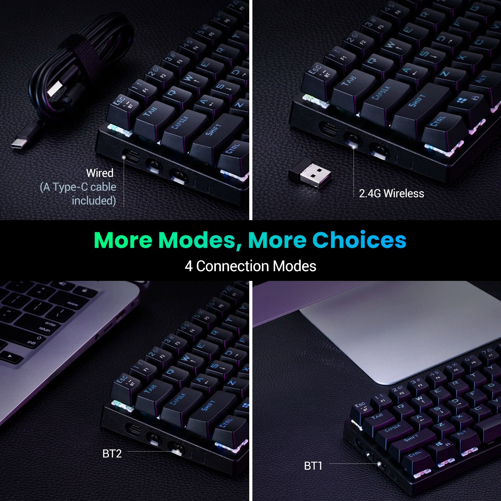 Teclado Gaming Wireless + Bluetooth Victsing pc335 - USADO Grade B