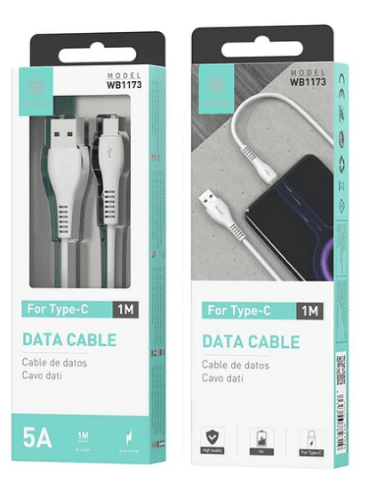 Cabo de dados e carga IKREA WB1173 TYPE-C USB 5A 1M USB2.0 FAST CHARGE