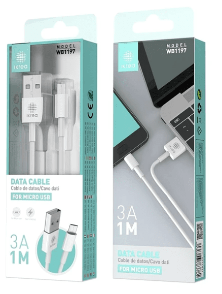 Cabo de dados e carga Micro usb 3A 1M IKREA WB1197