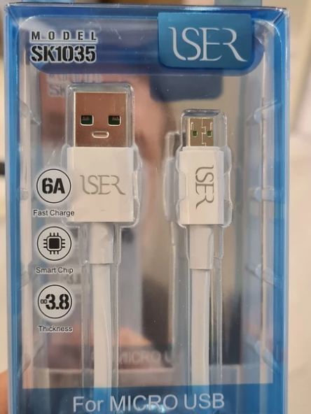 Cabo de dados e carga Micro usb FAst Charge 6A 1M ISER SK1035