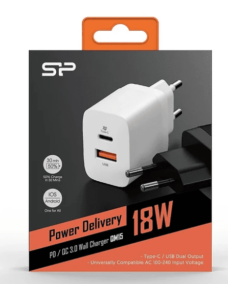 Carregador Parede SiliconPower QM15 18W USB + Type-C