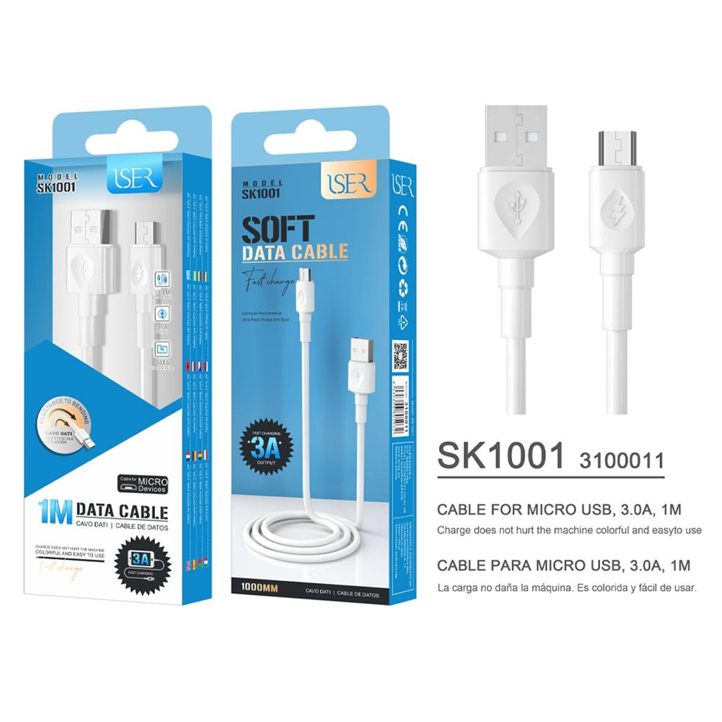 CABO DE DADOS E CARGA MICRO USB 3A FAST CHARGE 1M ISER SK1001