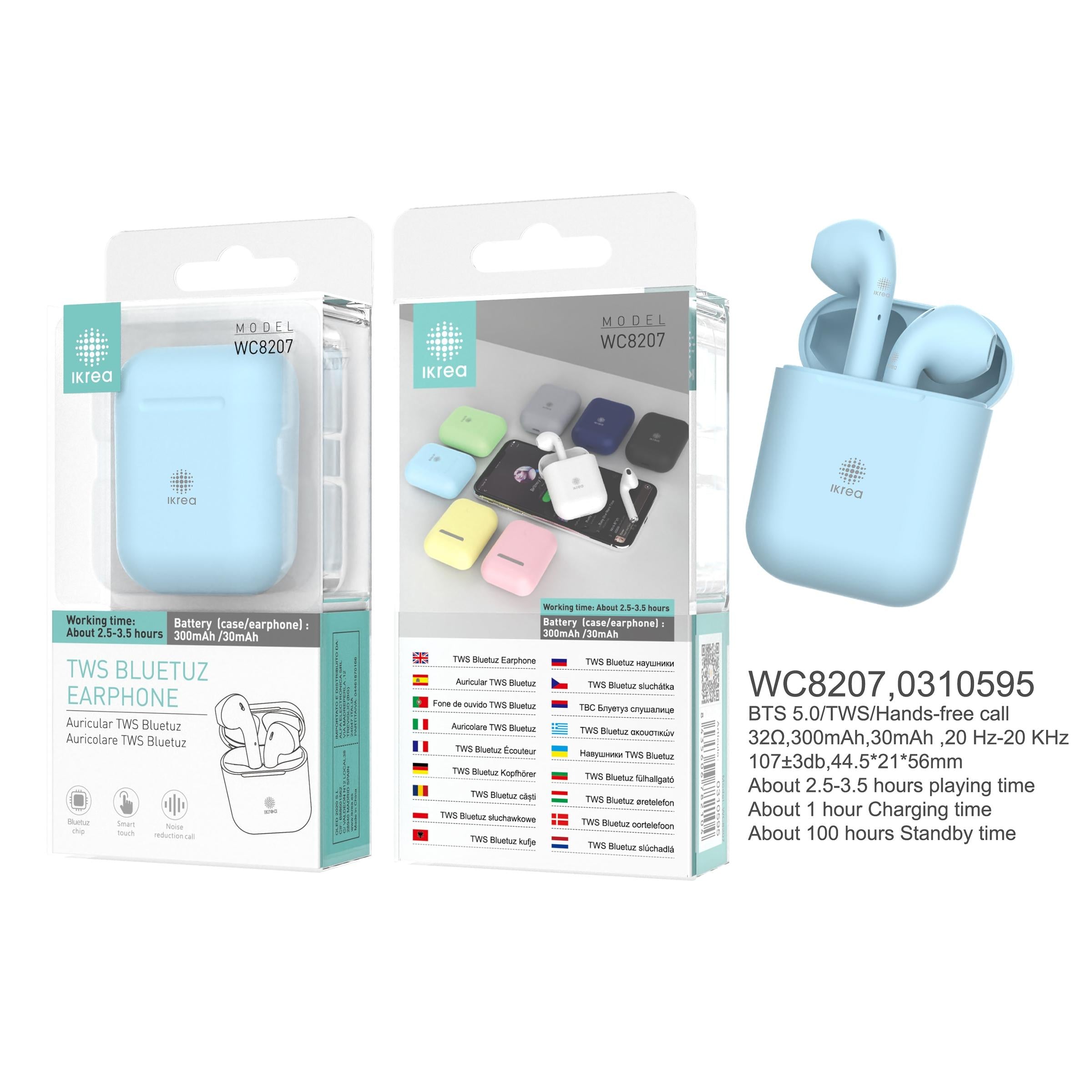 Auricular Bluetooth TWS IKREA WC8207 AZUL BEBÉ