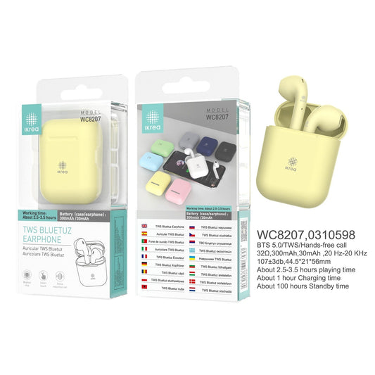 Auricular Bluetooth TWS IKREA WC8207 AMARELO