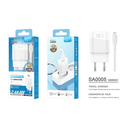 Carregador de casa Lightnibg 2.4A Fast Charge ISER SA0005