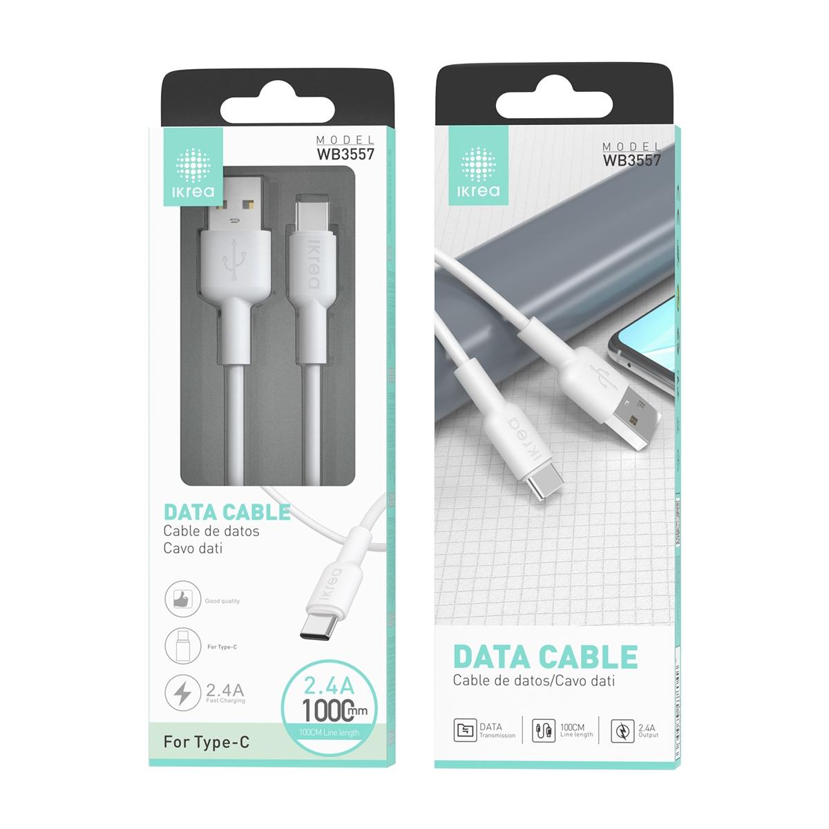 Cabo de dados Type-c 1M 2.4A ikrea WB3557