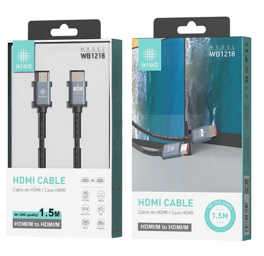 IKREA WB1218 Cabo HDMI MACHO-MACHO OD6.0MM 4K UHD 1.5M