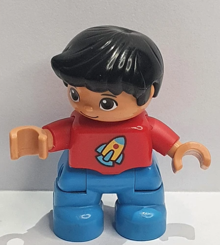 Lego duplo Figure Boy Red Shirt with Space Rocket Blue Pants 534H - USADO