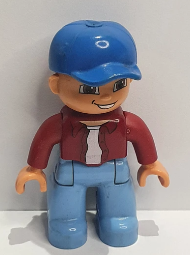 Lego Duplo Figure Male Blue Hat Red Shirt Blue Pants - USADO