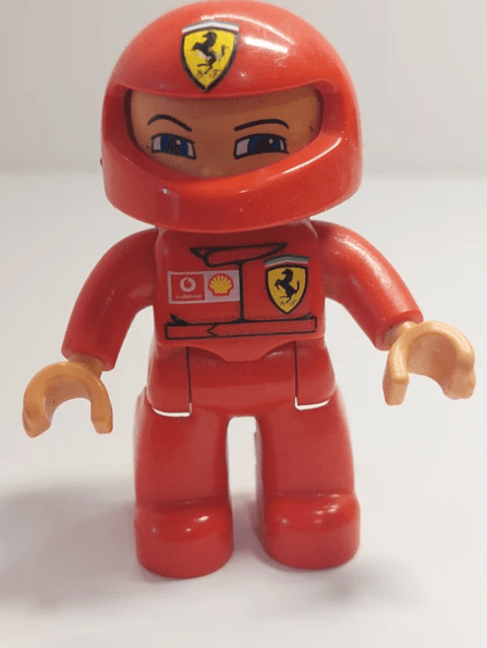 LEGO DUPLO FIGURE MALE DRIVER WITH HELMET FERRARI - USADO