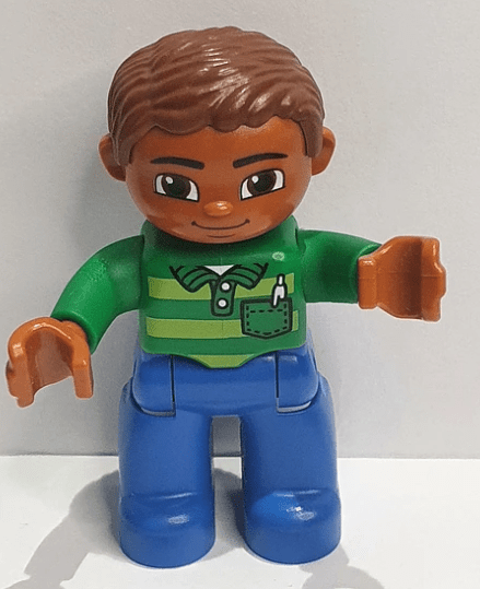 Lego Duplo Figure Male Green Shirt Pen in a Pocket Blue pants - USADO