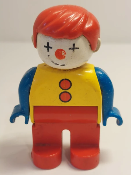 Lego Duplo Figure Vintage Clown Blue/Yellow/Red - USADO