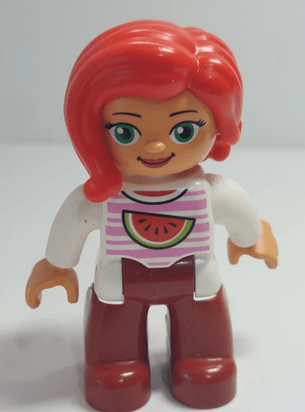 Lego Duplo Figure Woman Red Air White/Dark Red Watermelon - USADO