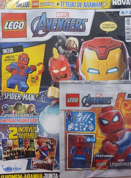 Lego Marvel Avengers Revista + Figura Spide-Man + 17 teias