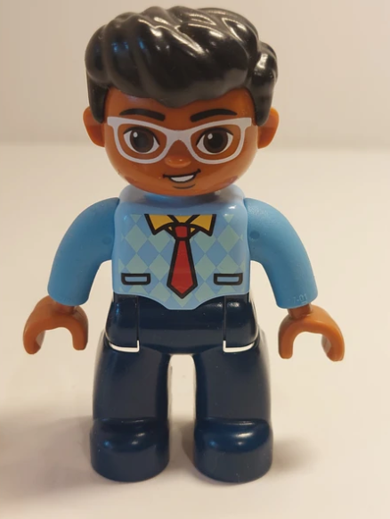 Lego uplo Figure Male with White Glasses Blue Uniform with Tie - USADO