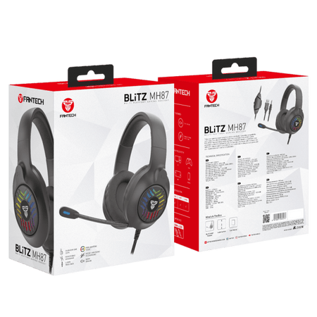 Auscultador Gaming Fantech BLiTZ MH87 Preto Multi-Plataforma RGB