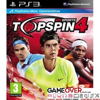 PS3 2K SPORTS TOP SPIN 4 - USADO