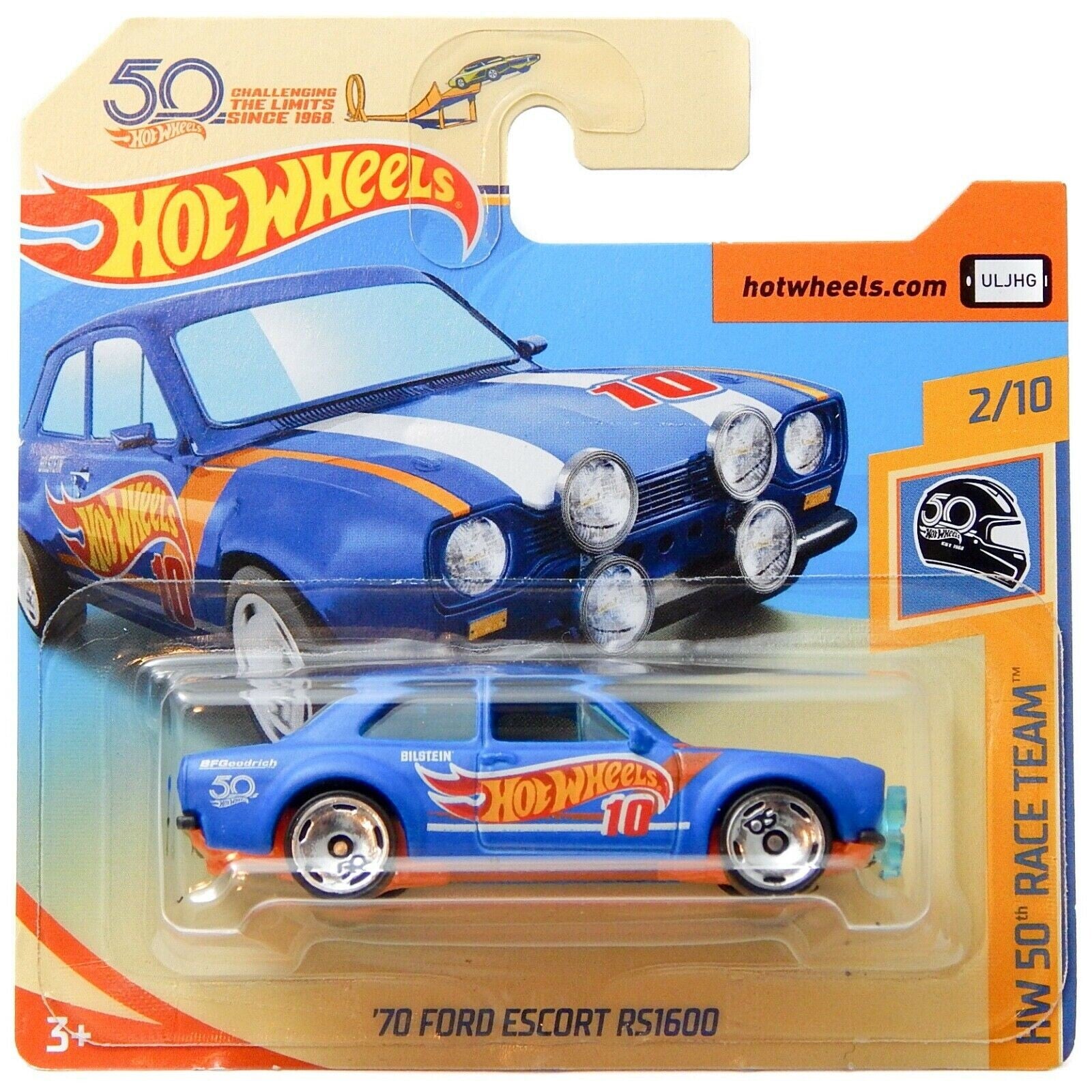 ´70 Ford Escort RS1600 Blue Hot Wheels 50th Race Team 2018 Short Card #335 FJX45