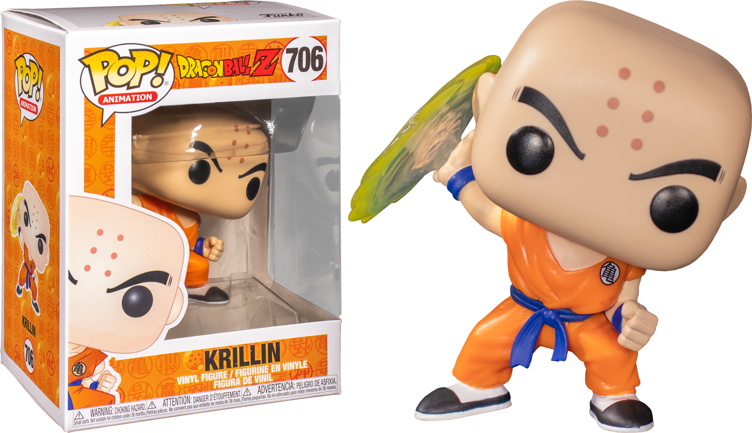 Dragon Ball Z POP! Animation Vinyl Figure Krillin w/ Destructo Disc 9 cm