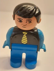 Lego Duplo Figure Vintage Male Black Shirt wit tie Blue Pants - USADO