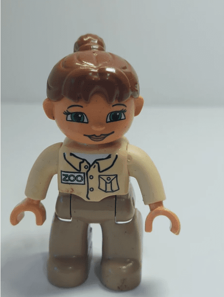 Duplo Figure Lego Ville, Female, Dark Tan Legs, Tan Top Zoo Keeper 47394PB116: - USADO